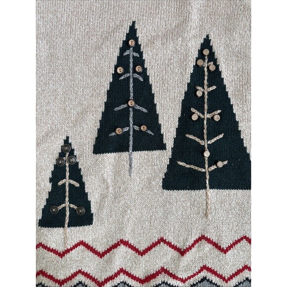 Vintage Ladies Crazy Horse Tan Pine Trees Winter Turtleneck Sweater Size M - Picture 2 of 7
